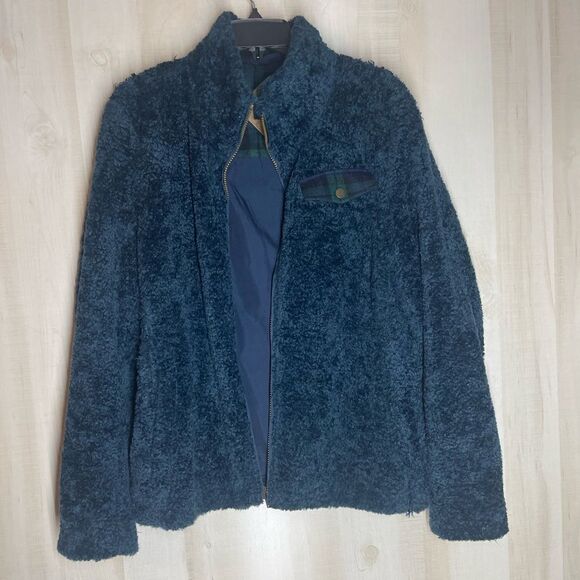 Pendleton‎ blue fleece jacket long sleev with plaid inside, size XL - Picture 1 of 16